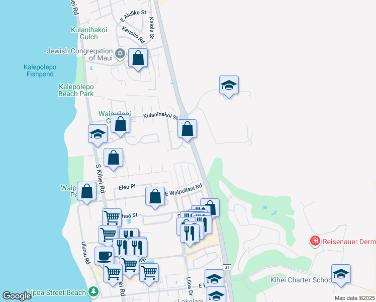 map of restaurants, bars, coffee shops, grocery stores, and more near 920 Kahoku Place in Kihei