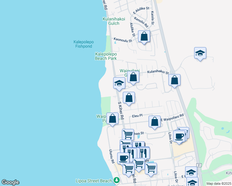 map of restaurants, bars, coffee shops, grocery stores, and more near 938 South Kihei Road in Kihei