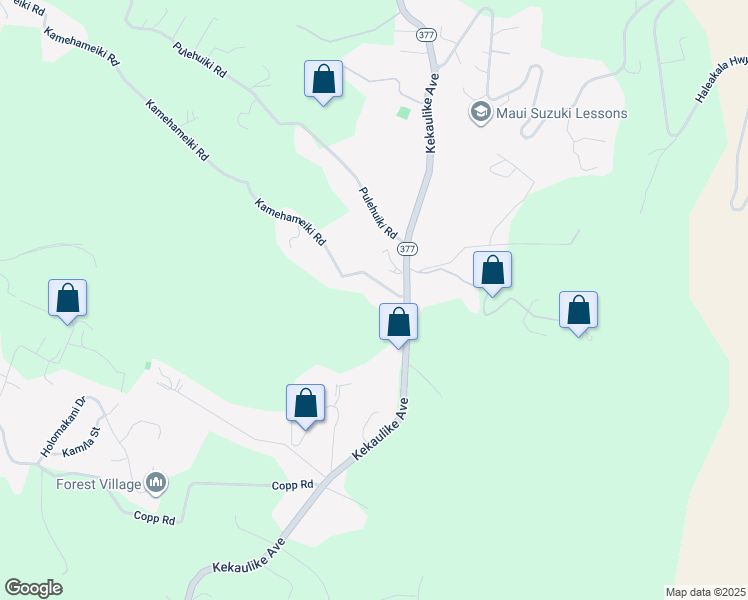 map of restaurants, bars, coffee shops, grocery stores, and more near 1530 Kamehameiki Road in Kula
