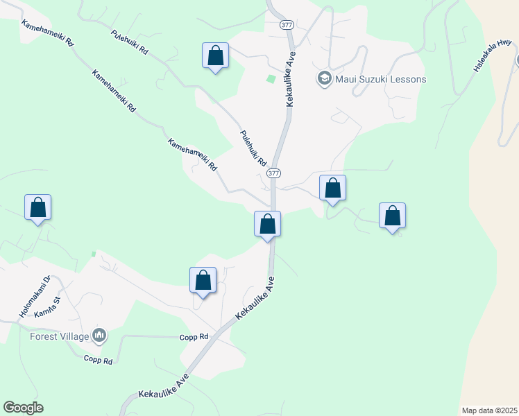 map of restaurants, bars, coffee shops, grocery stores, and more near 1590 Kamehameiki Road in Kula