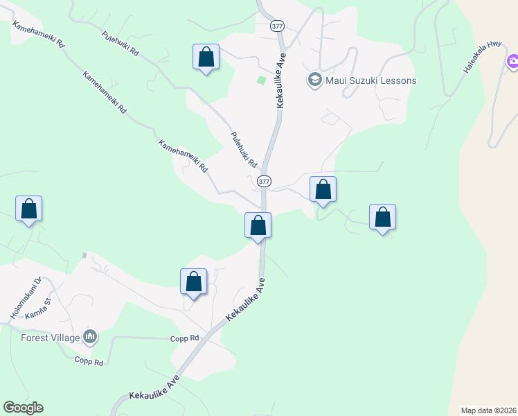 map of restaurants, bars, coffee shops, grocery stores, and more near 1600 Kamehameiki Road in Kula