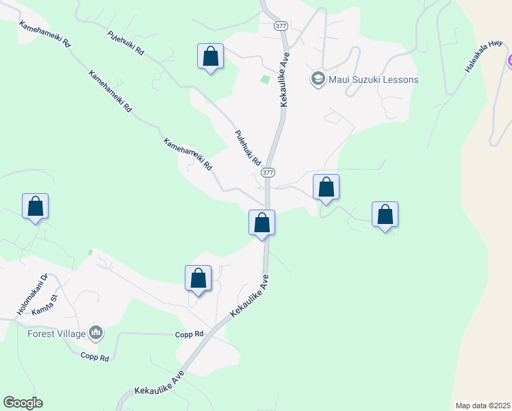 map of restaurants, bars, coffee shops, grocery stores, and more near 1590 Kamehameiki Road in Kula