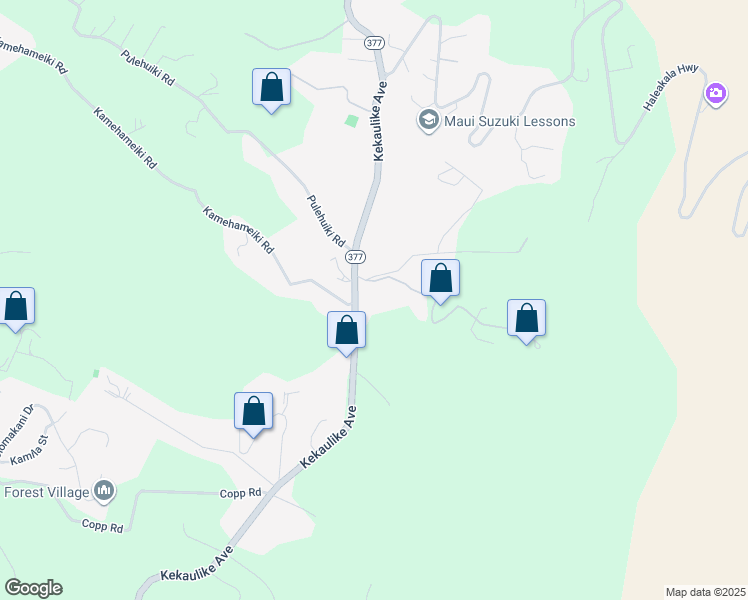 map of restaurants, bars, coffee shops, grocery stores, and more near 2540 Kekaulike Avenue in Kula
