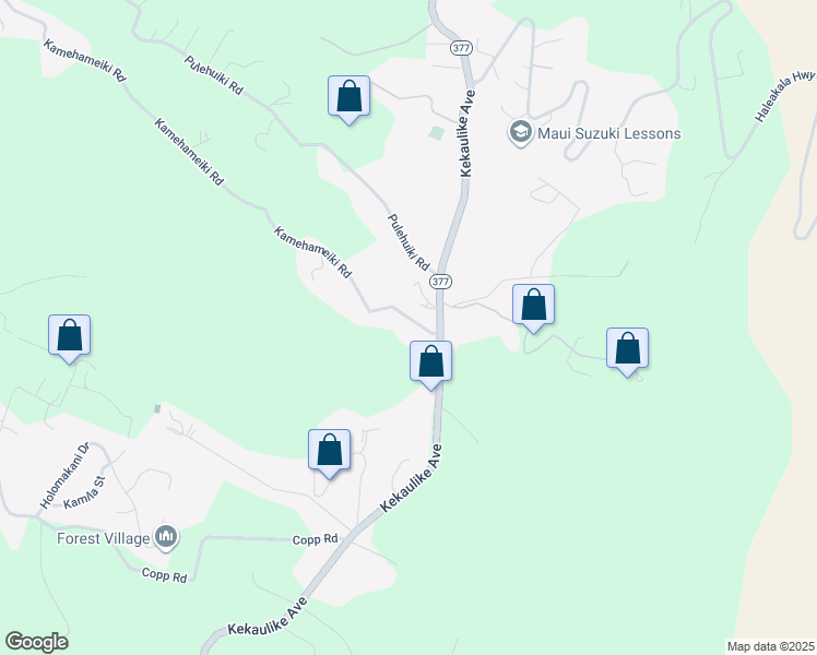 map of restaurants, bars, coffee shops, grocery stores, and more near 1530 Kamehameiki Road in Kula