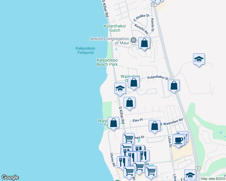 map of restaurants, bars, coffee shops, grocery stores, and more near 892 South Kihei Road in Kihei
