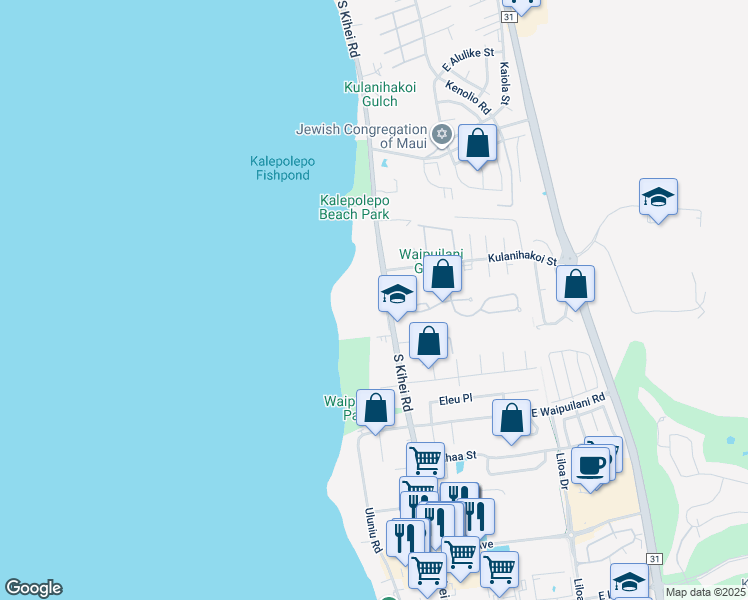 map of restaurants, bars, coffee shops, grocery stores, and more near 892 South Kihei Road in Kihei