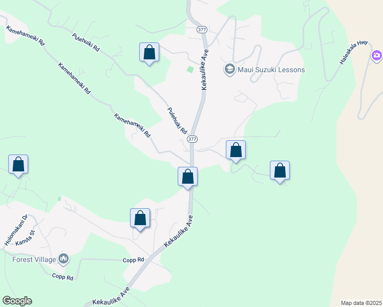 map of restaurants, bars, coffee shops, grocery stores, and more near 0 Kekaulike Avenue in Kula