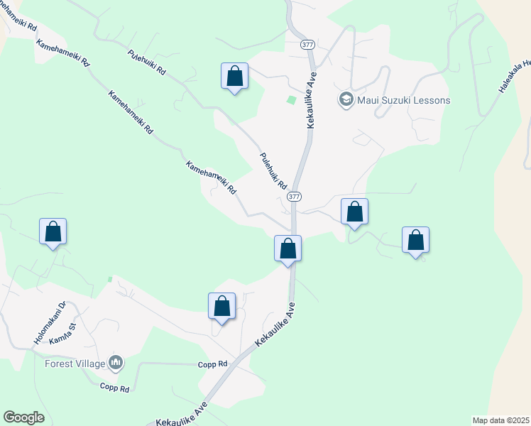 map of restaurants, bars, coffee shops, grocery stores, and more near 1515 Kamehameiki Road in Kula