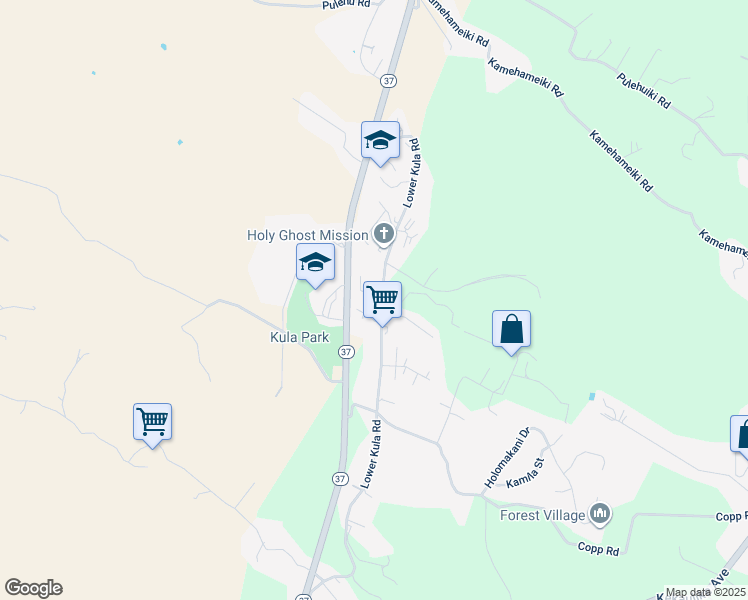 map of restaurants, bars, coffee shops, grocery stores, and more near 21 Kai Nana Place in Kula