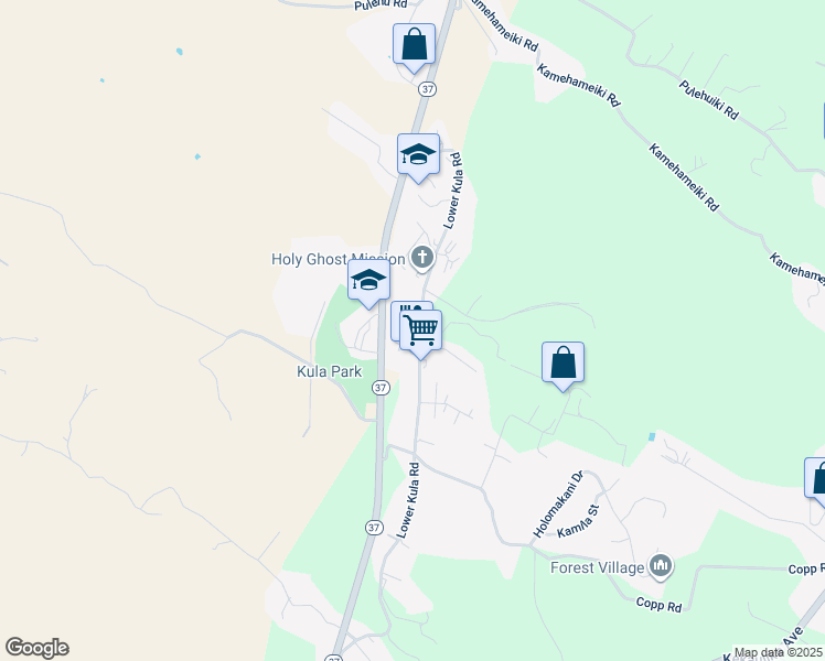 map of restaurants, bars, coffee shops, grocery stores, and more near 21 Kai Nana Place in Kula