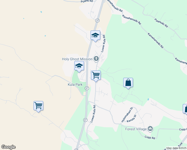 map of restaurants, bars, coffee shops, grocery stores, and more near 21 Kai Nana Place in Kula