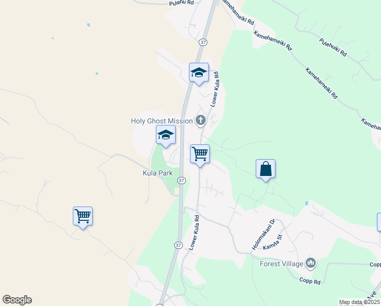 map of restaurants, bars, coffee shops, grocery stores, and more near 33 Kai Nana Place in Kula