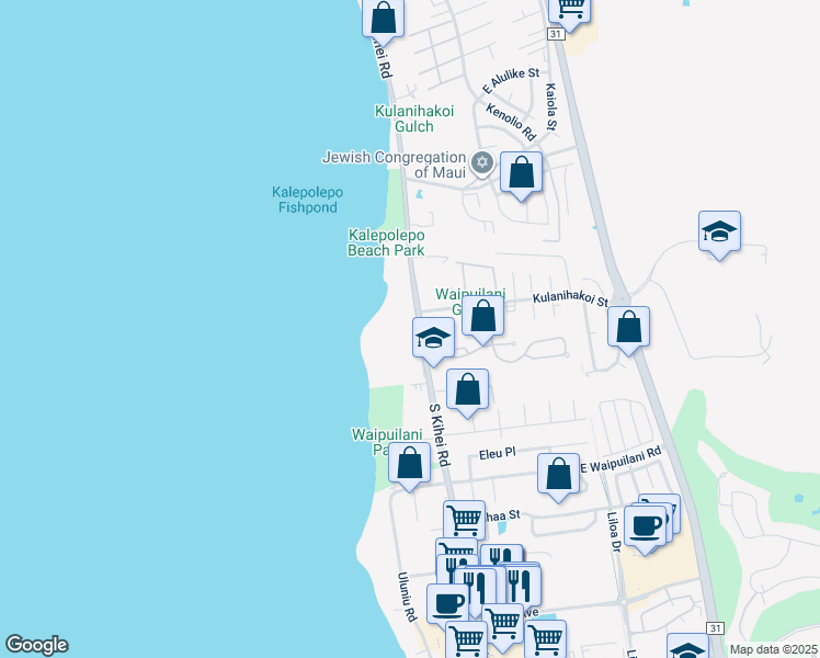 map of restaurants, bars, coffee shops, grocery stores, and more near 26 Kulanihakoi Street in Kihei