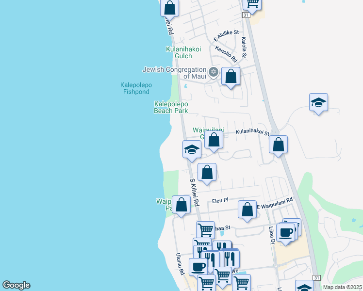 map of restaurants, bars, coffee shops, grocery stores, and more near 850 South Kihei Road in Kihei