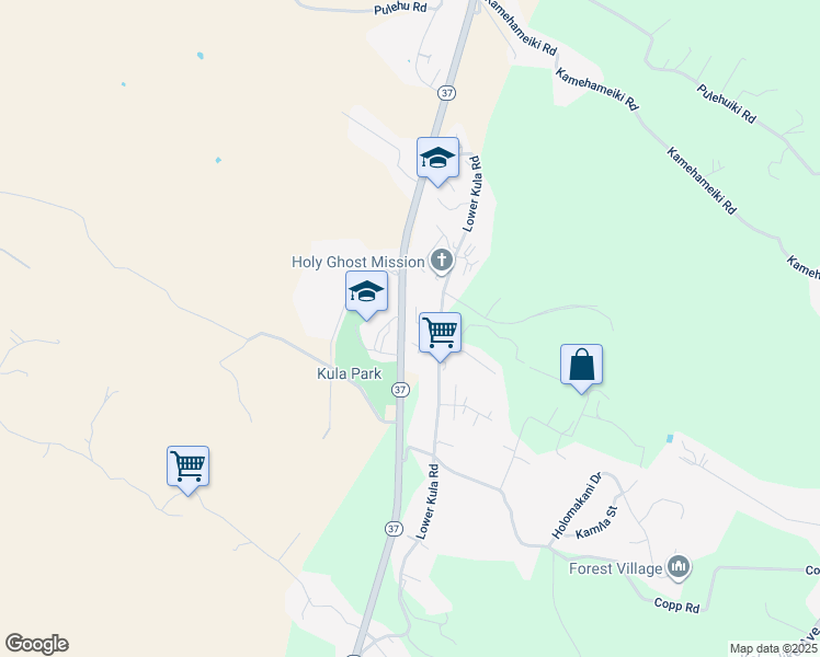 map of restaurants, bars, coffee shops, grocery stores, and more near 51 Kai Nana Place in Kula