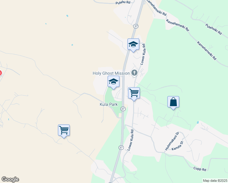 map of restaurants, bars, coffee shops, grocery stores, and more near 5000 Kula Highway in Kula