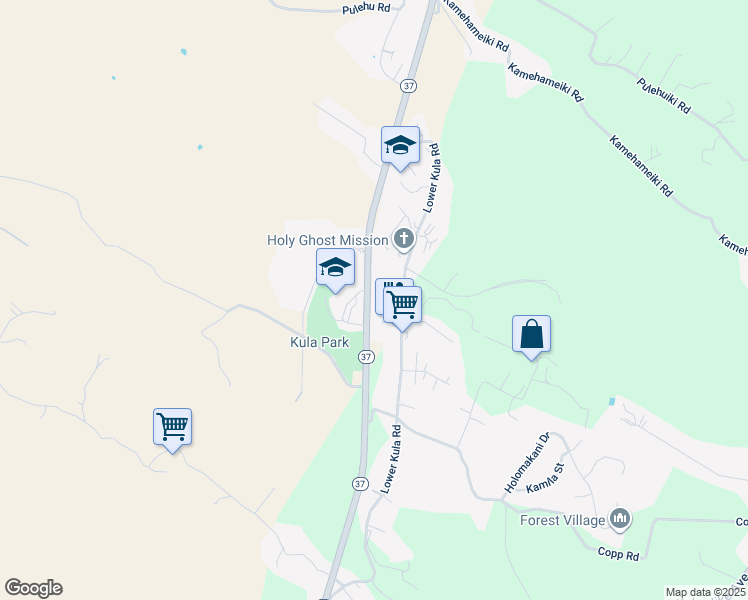 map of restaurants, bars, coffee shops, grocery stores, and more near 51 Kai Nana Place in Kula
