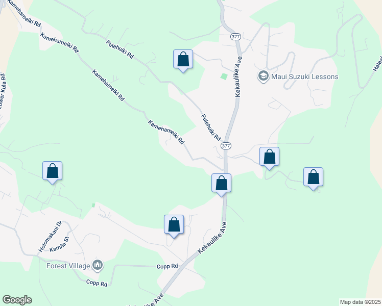 map of restaurants, bars, coffee shops, grocery stores, and more near 0 Kamehameiki Road in Kula