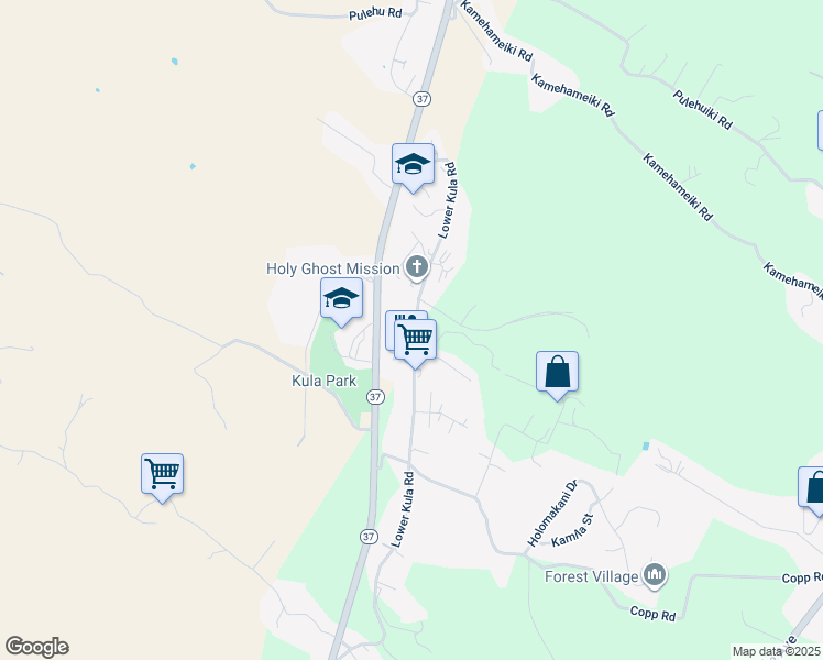 map of restaurants, bars, coffee shops, grocery stores, and more near 14 Kai Nana Place in Kula