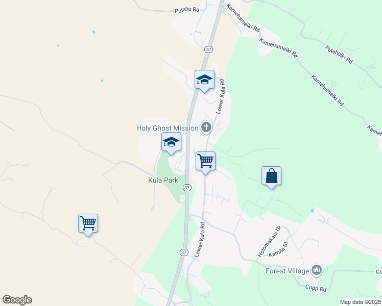 map of restaurants, bars, coffee shops, grocery stores, and more near 63 Kai Nana Place in Kula