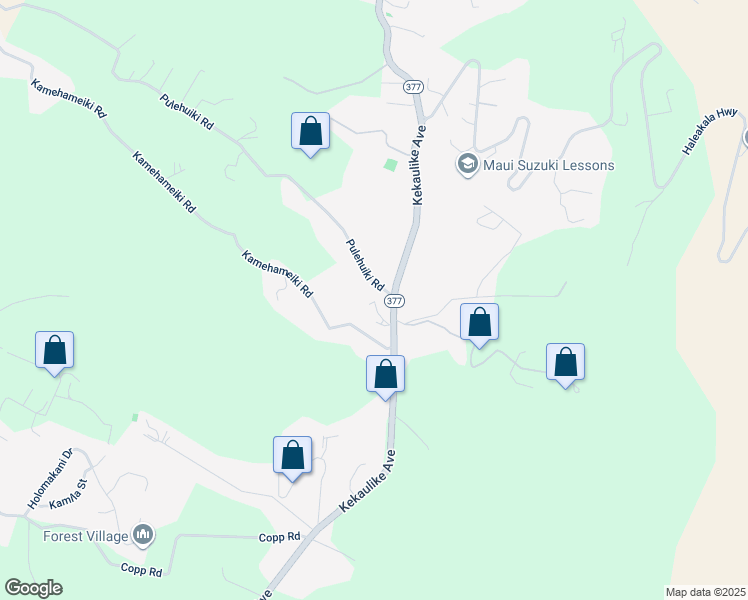 map of restaurants, bars, coffee shops, grocery stores, and more near 2655 Kekaulike Avenue in Kula