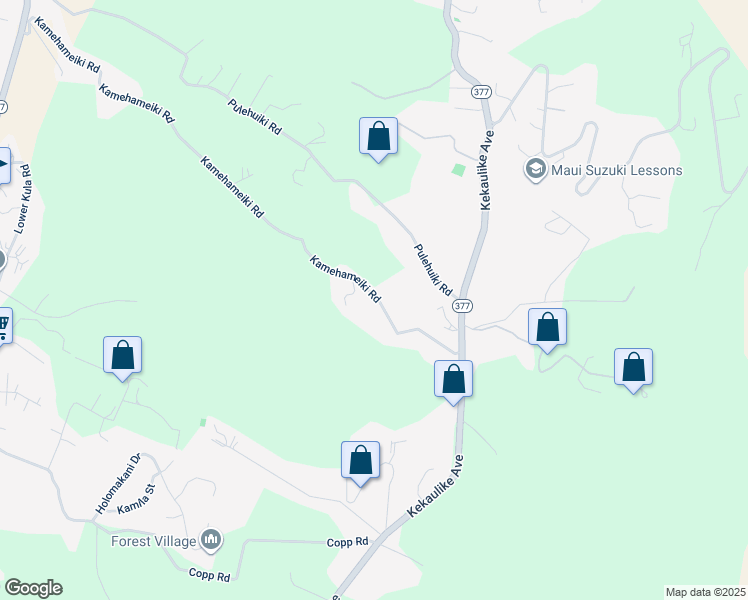map of restaurants, bars, coffee shops, grocery stores, and more near 1318 Kamehameiki Road in Kula