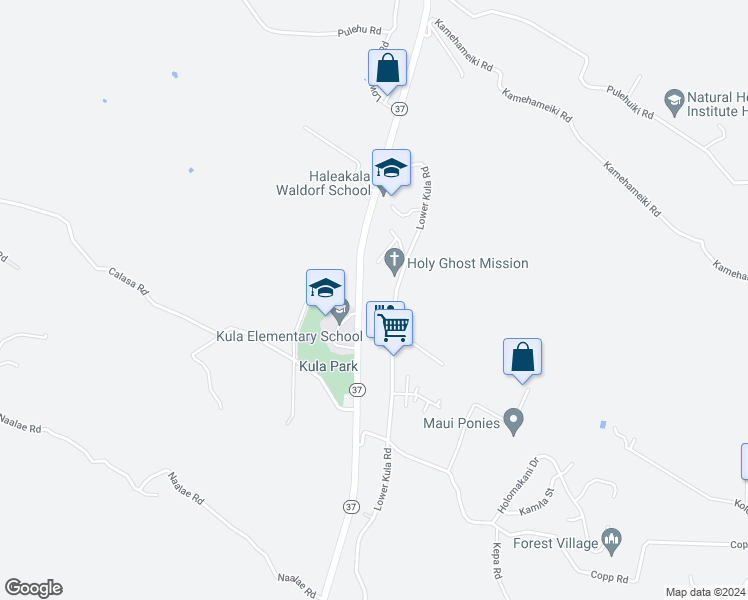 map of restaurants, bars, coffee shops, grocery stores, and more near 80 Kai Nana Place in Kula