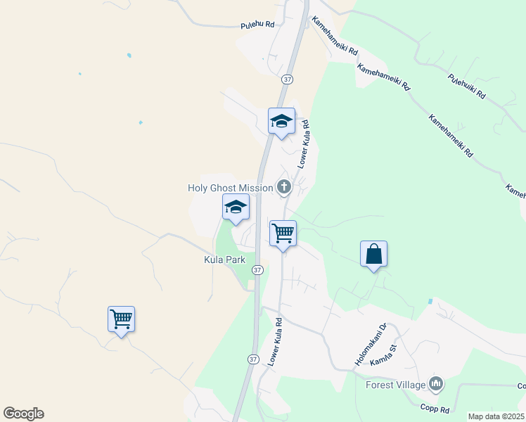 map of restaurants, bars, coffee shops, grocery stores, and more near 83 Kai Nana Place in Kula