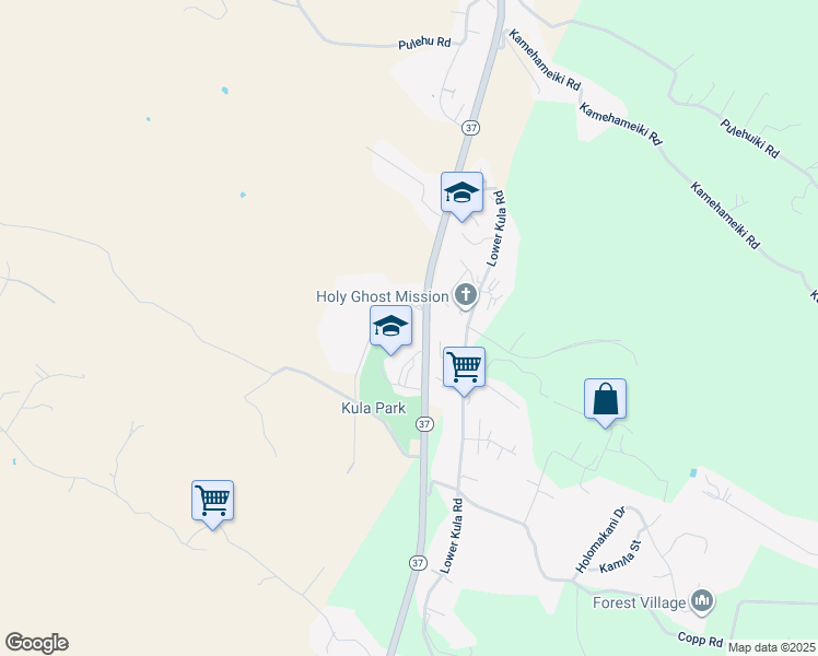 map of restaurants, bars, coffee shops, grocery stores, and more near 4748 Kula Highway in Kula