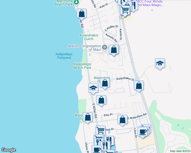 map of restaurants, bars, coffee shops, grocery stores, and more near 811 South Kihei Road in Kihei