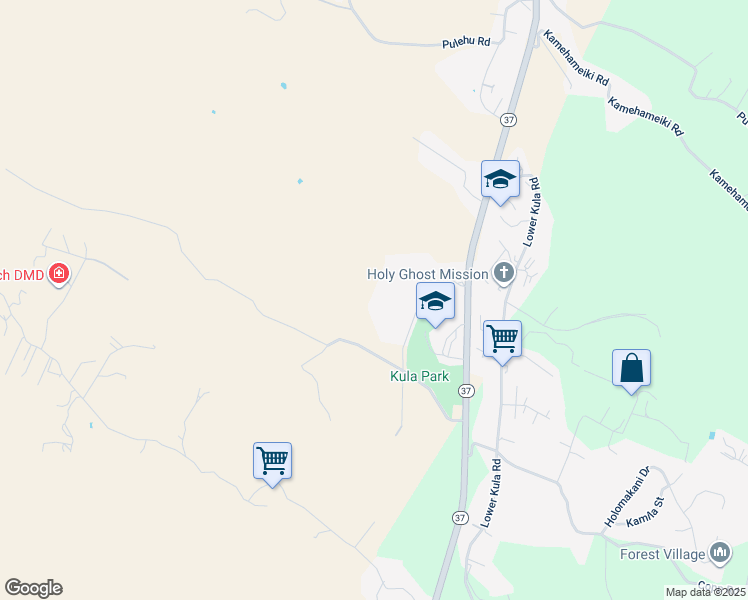 map of restaurants, bars, coffee shops, grocery stores, and more near 390 Calasa Road in Kula