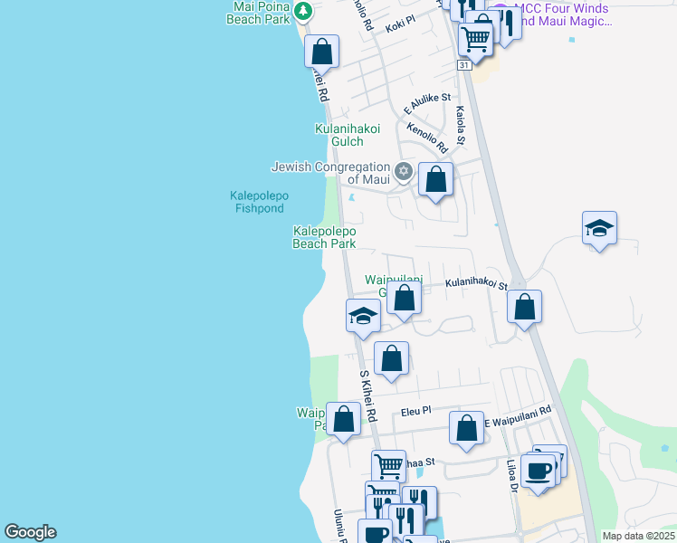 map of restaurants, bars, coffee shops, grocery stores, and more near 760 South Kihei Road in Kihei