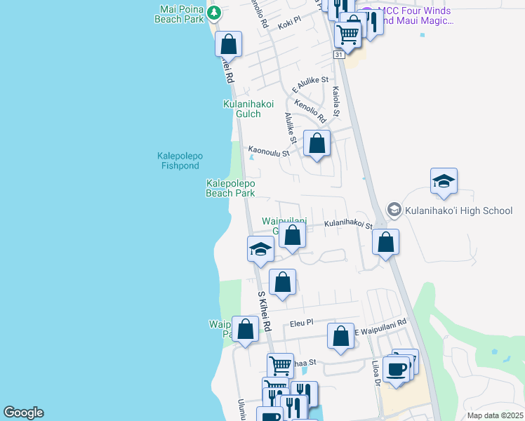 map of restaurants, bars, coffee shops, grocery stores, and more near 811 South Kihei Road in Kihei