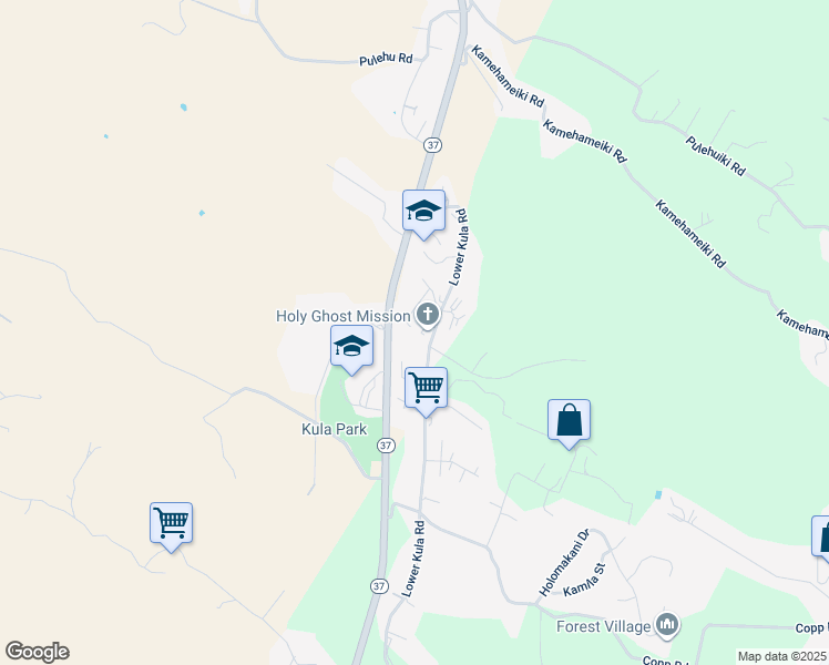 map of restaurants, bars, coffee shops, grocery stores, and more near 45 Kalihi Place in Kula