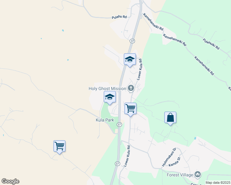 map of restaurants, bars, coffee shops, grocery stores, and more near 4700 Kula Highway in Kula