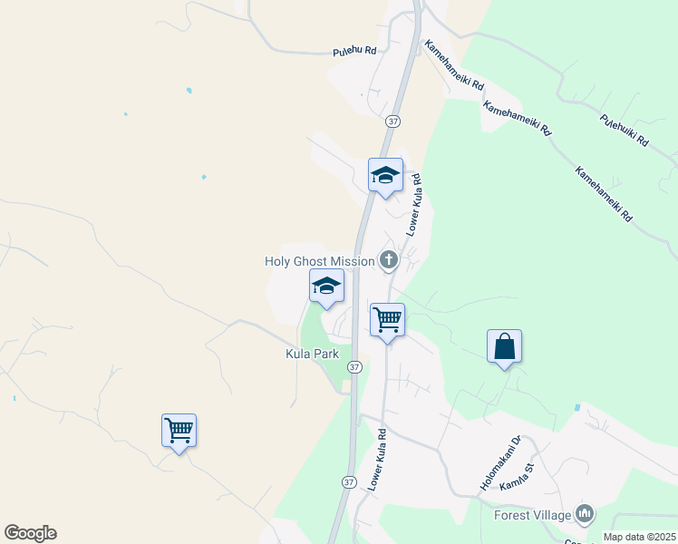 map of restaurants, bars, coffee shops, grocery stores, and more near 4696 Kula Highway in Kula