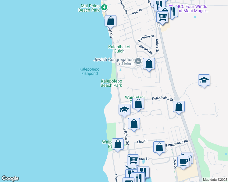 map of restaurants, bars, coffee shops, grocery stores, and more near 760 South Kihei Road in Kihei