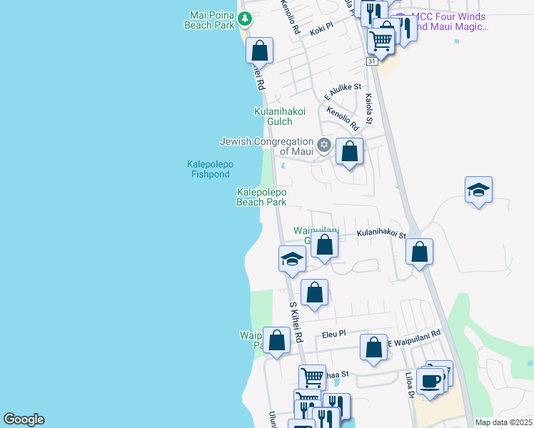 map of restaurants, bars, coffee shops, grocery stores, and more near 760 South Kihei Road in Kihei