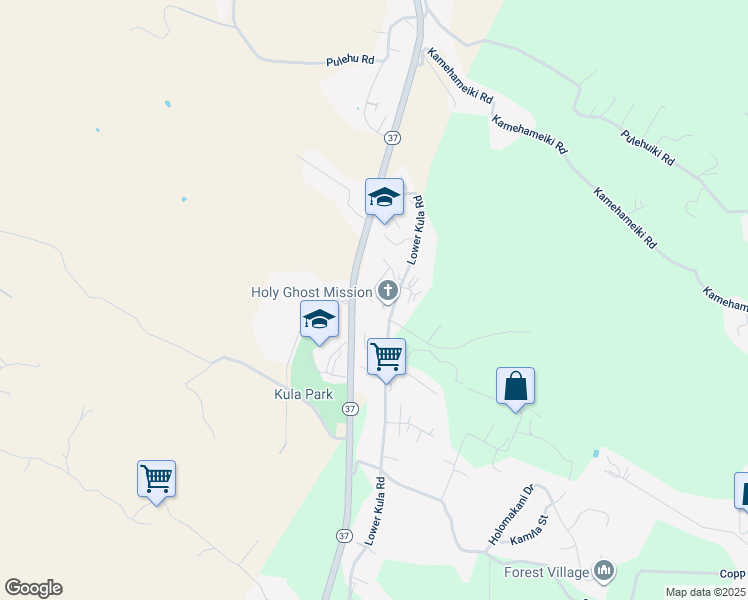map of restaurants, bars, coffee shops, grocery stores, and more near 39 Kalihi Place in Kula