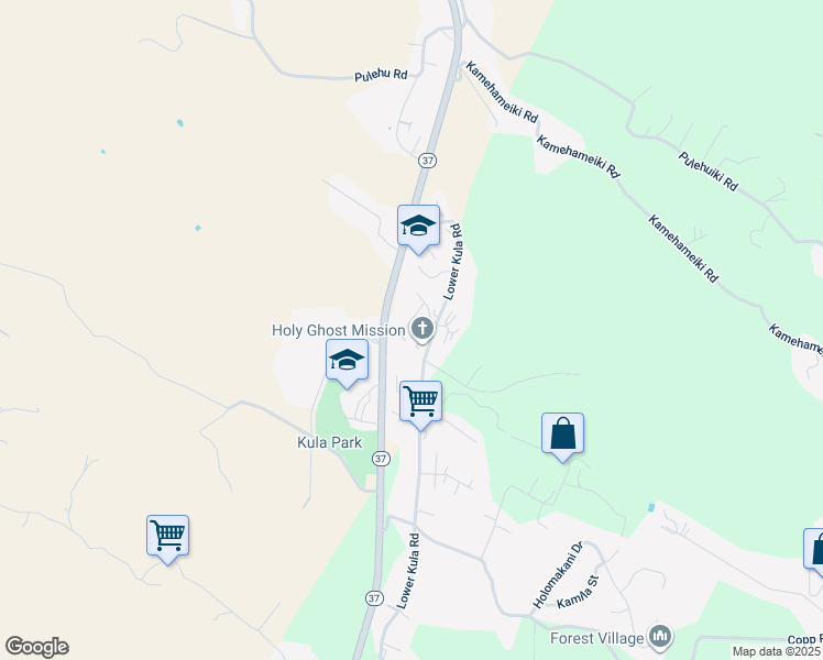map of restaurants, bars, coffee shops, grocery stores, and more near 27 Kalihi Place in Kula