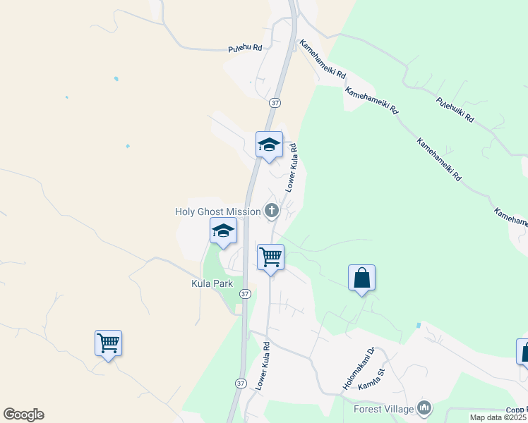 map of restaurants, bars, coffee shops, grocery stores, and more near 27 Kalihi Place in Kula