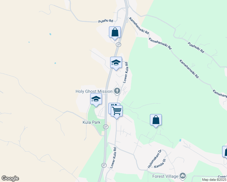 map of restaurants, bars, coffee shops, grocery stores, and more near 27 Kalihi Place in Kula
