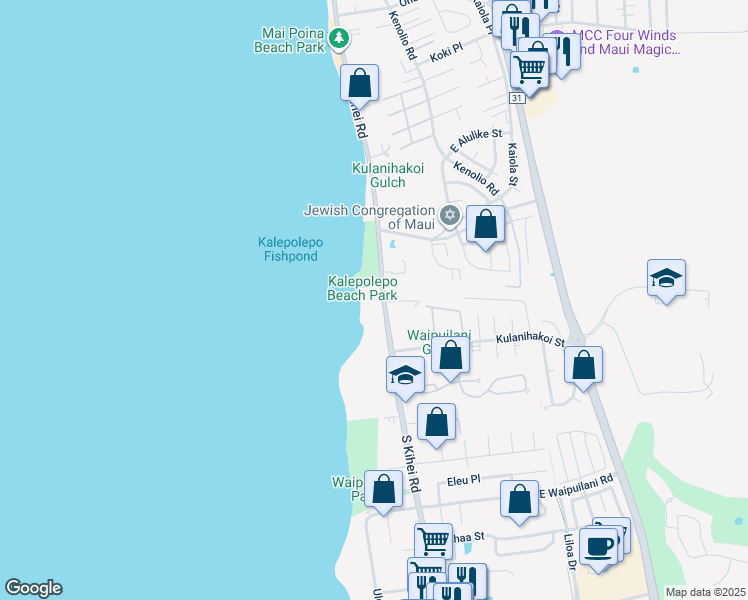 map of restaurants, bars, coffee shops, grocery stores, and more near 760 South Kihei Road in Kihei
