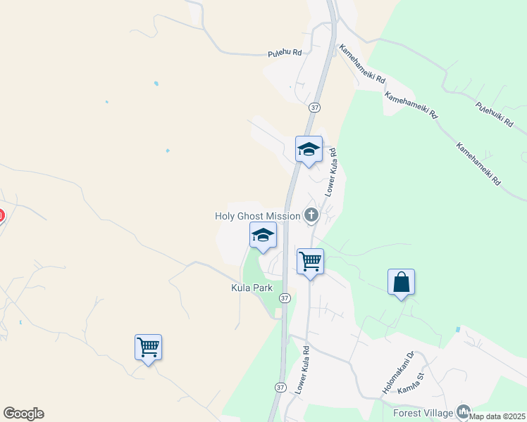 map of restaurants, bars, coffee shops, grocery stores, and more near 4696 Kula Highway in Kula