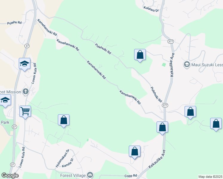 map of restaurants, bars, coffee shops, grocery stores, and more near 980 Kamehameiki Road in Kula