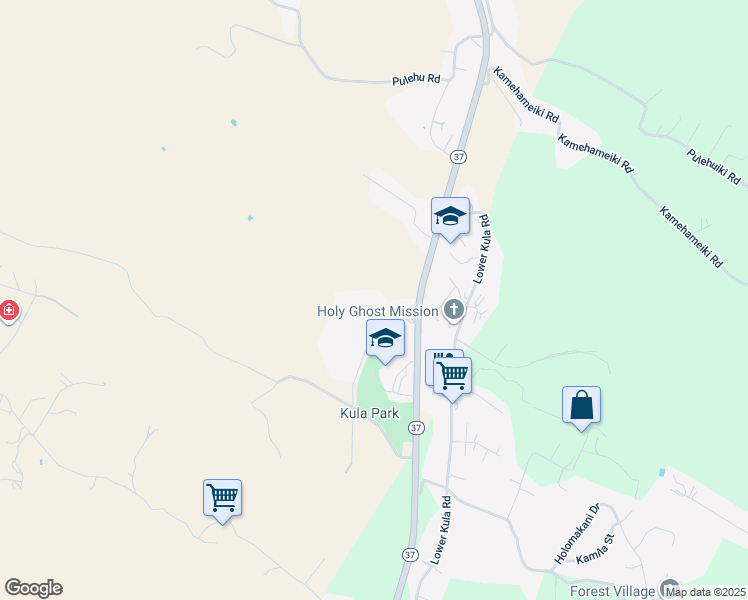 map of restaurants, bars, coffee shops, grocery stores, and more near 4690 Kula Highway in Kula