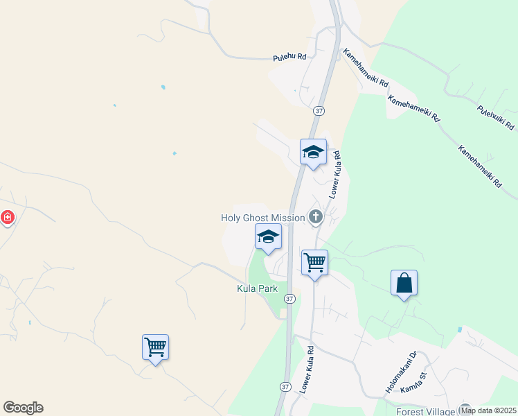 map of restaurants, bars, coffee shops, grocery stores, and more near 4690 Kula Highway in Kula