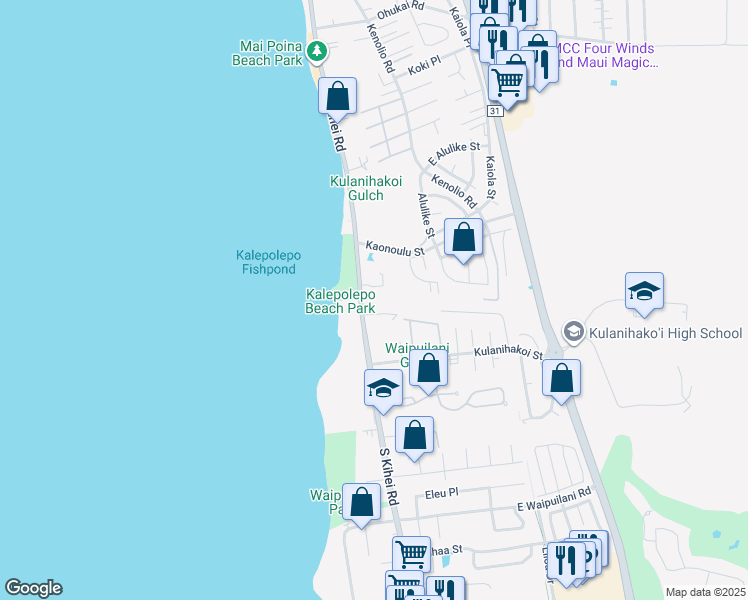map of restaurants, bars, coffee shops, grocery stores, and more near 679 South Kihei Road in Kihei