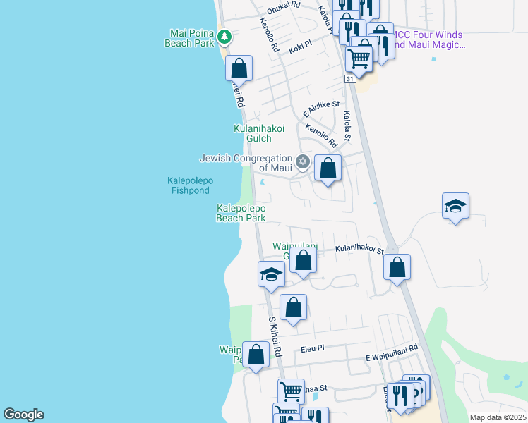 map of restaurants, bars, coffee shops, grocery stores, and more near 715 South Kihei Road in Kihei