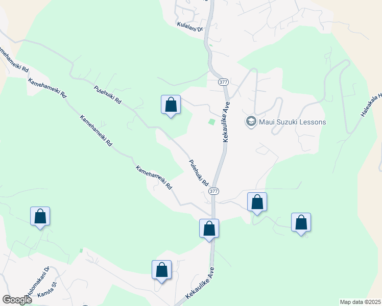 map of restaurants, bars, coffee shops, grocery stores, and more near 1351 Pulehuiki Road in Kula